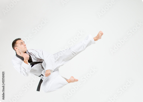 The karate man with black belt