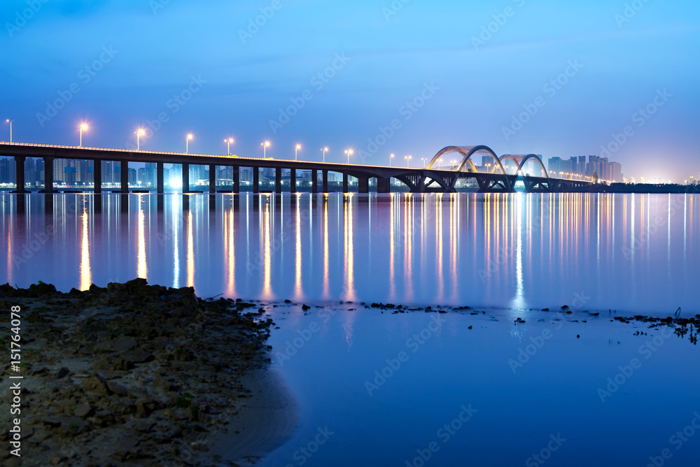 Fototapeta premium Modern bridge night view