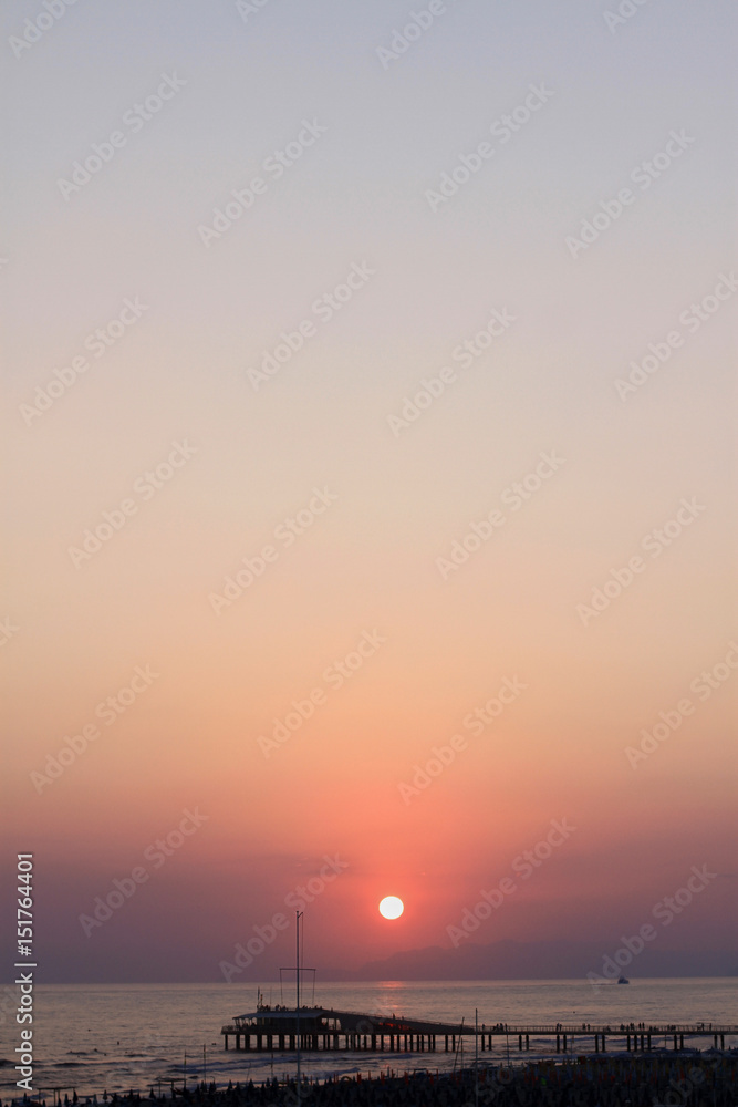 Naklejka premium Sunset Beach and Pier