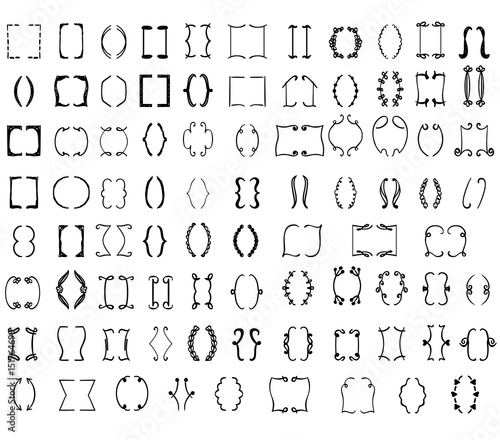 Big set of braces. Vector hand drawn illustration.
