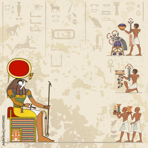 Ancient egypt banner.Egyptian hieroglyph and symbol. 
