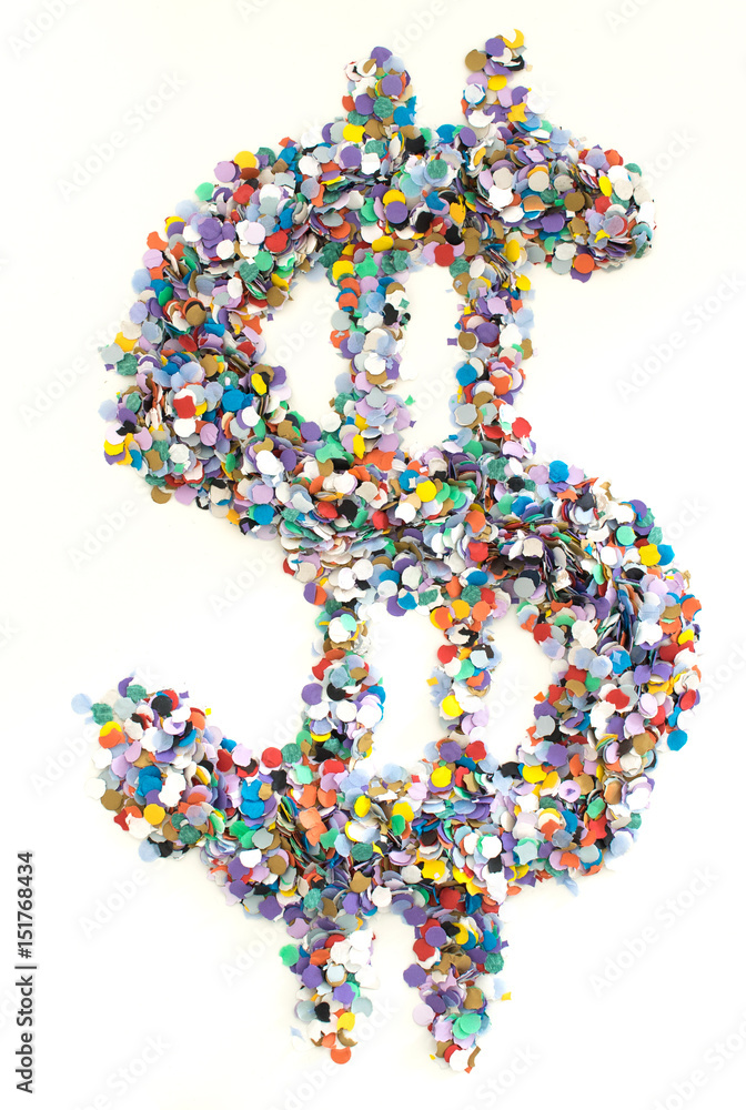 Confetti alphabet - symbol dollar