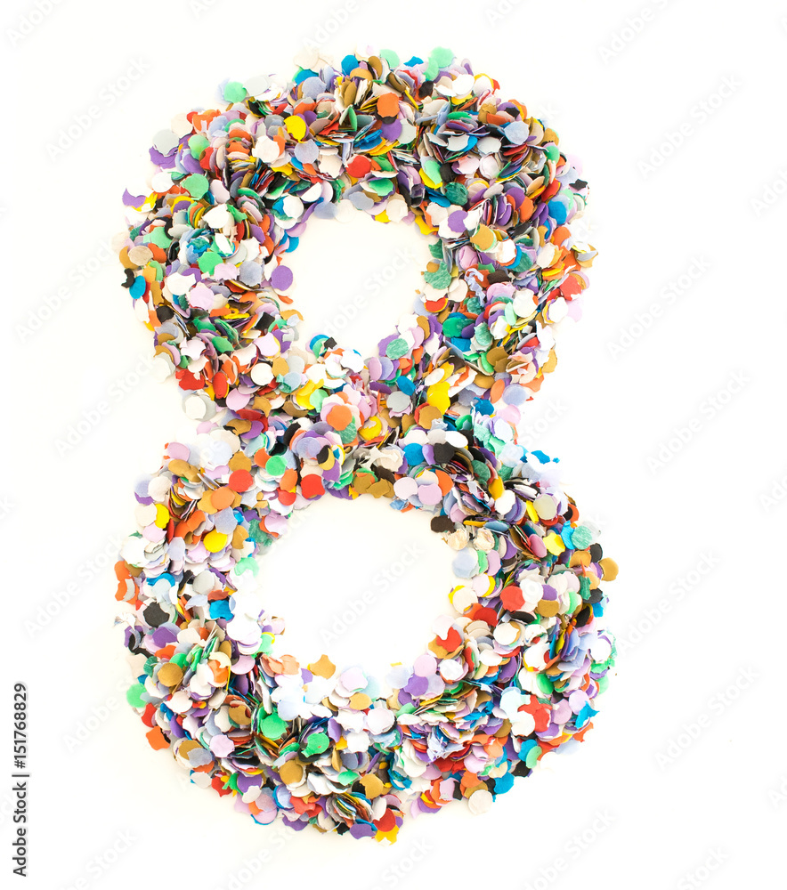 Confetti alphabet - number 8 - eight Confetti alphabet - number 8 - eight
