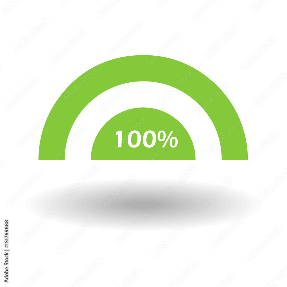 Template business colorful graph. Pie semicircle chart graph 100 % green. Vector illustration Template business colorful graph. Pie semicircle chart graph 100 % green. Vector illustration