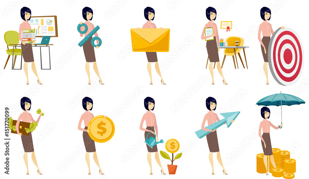 Vector set of illustrations with business people. Vector set of illustrations with business people.