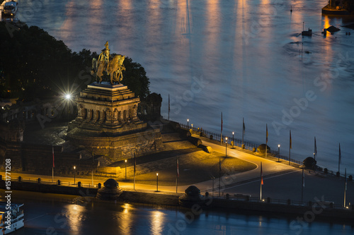 Emperor William I Statue At Koblenz Deutsches Eck At Night photo