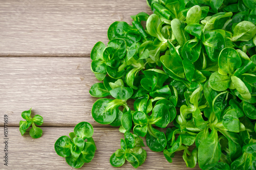 Corn salad on wooden