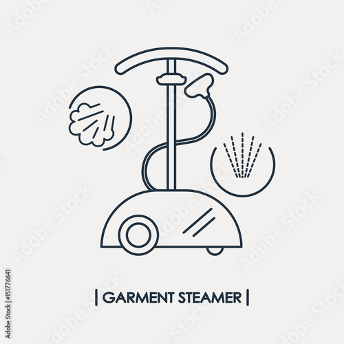 Line style garment steamer icon. Outline steam generator icon. Steam station isolated.