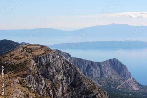 View from Biokovo mountain to Croatian islands and the Adriatic sea