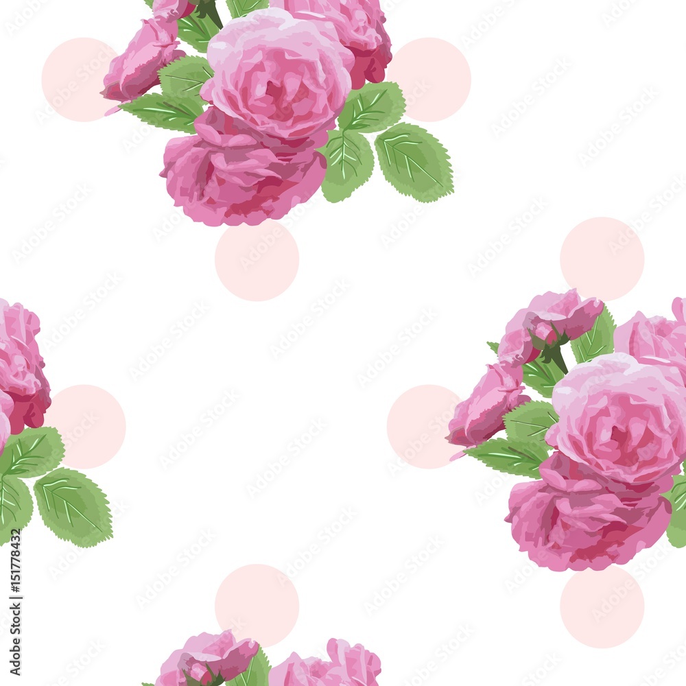 Seamless floral pattern with roses on white background. Vector illustration. Seamless floral pattern with roses on white background. Vector illustration.