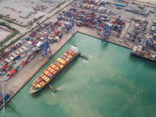 Logistic port, vessel transportation and import © anekoho