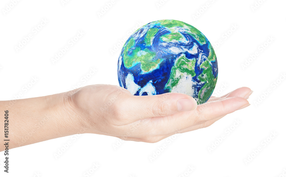 Whole world in your hands, isolated on white background Whole world in your hands, isolated on white background