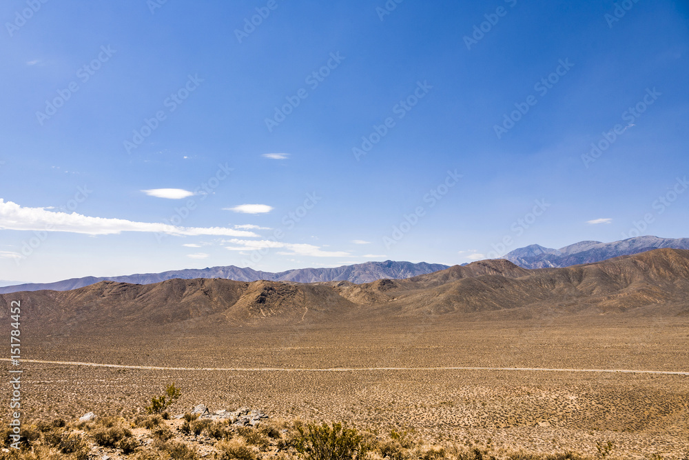 Panamint Valley desert at death valley with small road Panamint Valley desert at death valley with small road