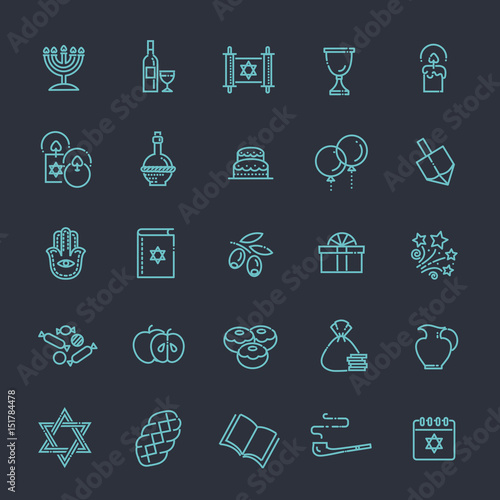 Outline icon collection - Symbols Of Hanukkah