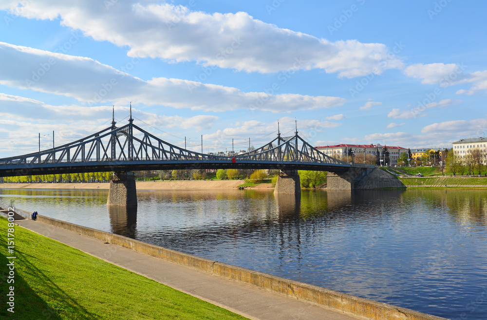 Starovolzhsky bridge across the Volga in Tver, Russia