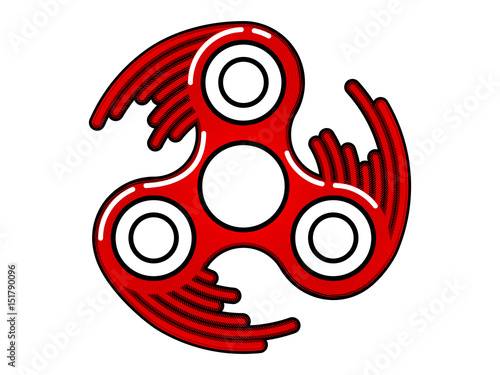 Rolling red fidget spinner icon - Most popular toy for stress relief . Isolatied vector illustration. Kinesthetic toy