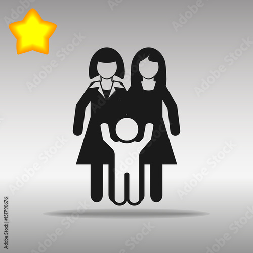 lesbian Couple With A Baby black Icon button logo