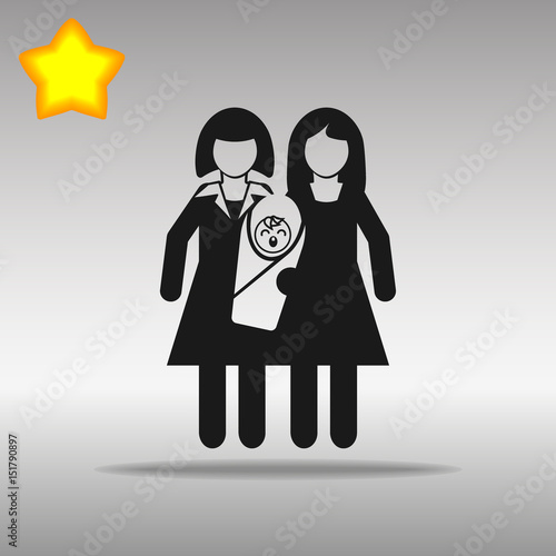 lesbian Couple With A Baby black Icon button logo