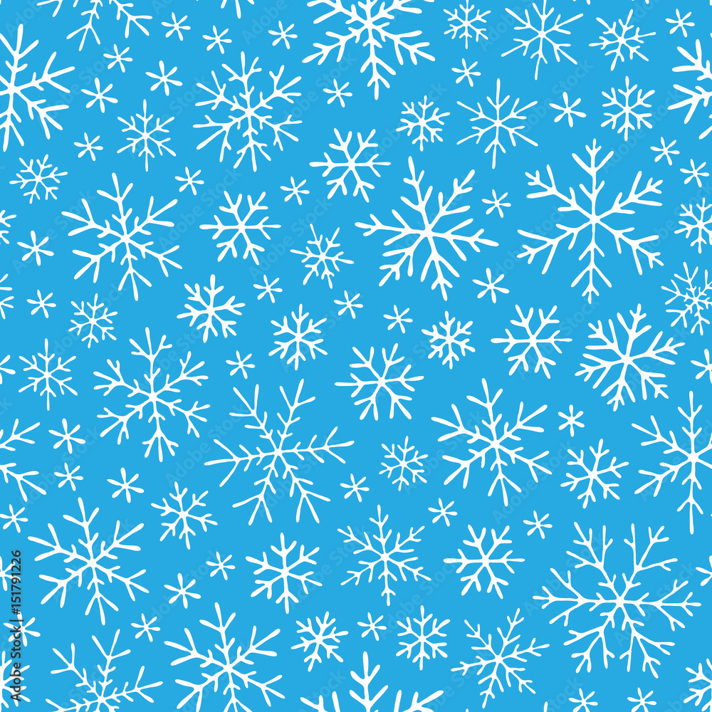 Christmas seamless doodle pattern with snowflakes Christmas seamless doodle pattern with snowflakes