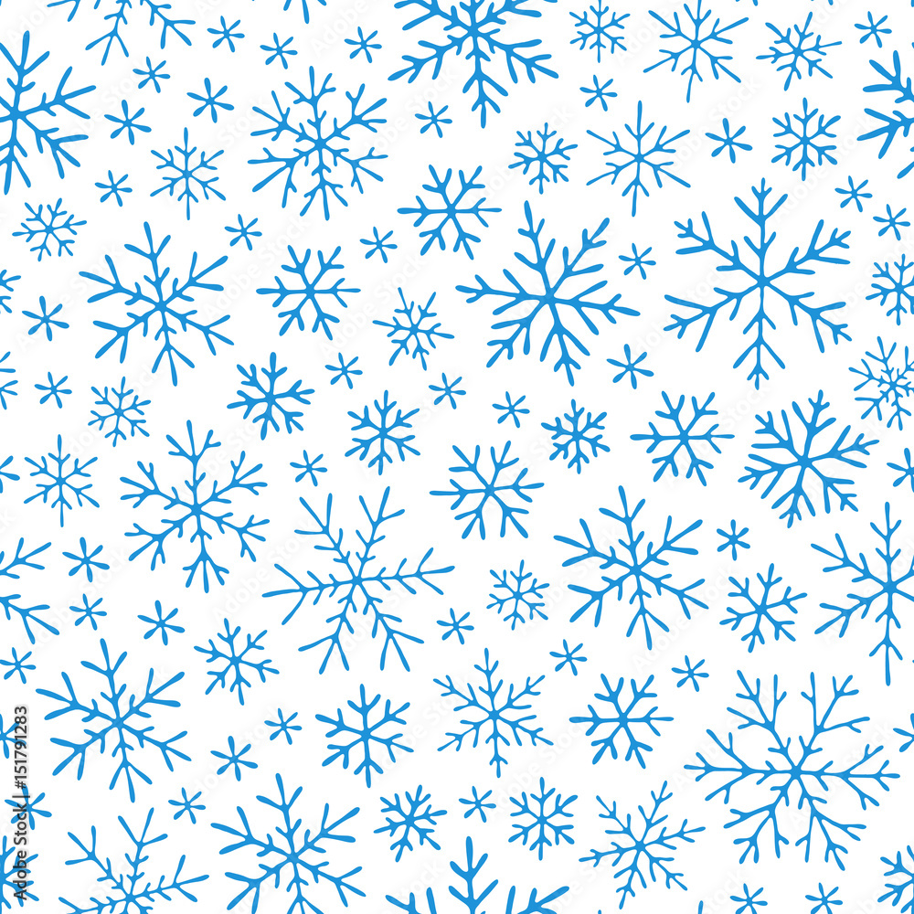 Christmas seamless doodle pattern with snowflakes Christmas seamless doodle pattern with snowflakes