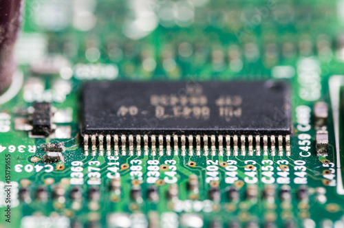 Green computer mainbaord circuit and chip.