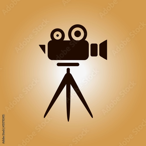 Cinema camera icon. Flat design style. Vector.