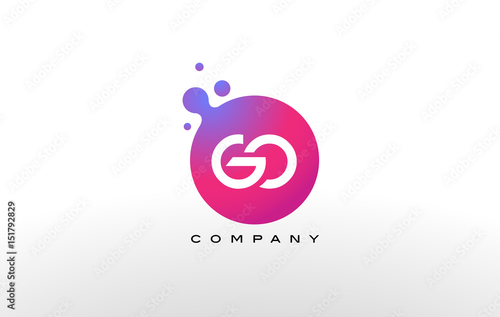 GO Letter Dots Logo Design with Creative Trendy Bubbles.