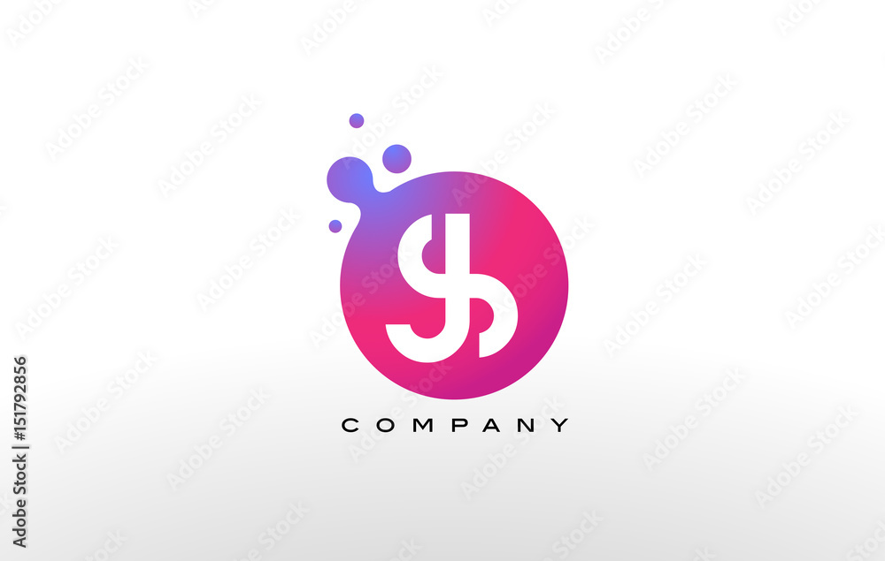 JS Letter Dots Logo Design with Creative Trendy Bubbles. JS Letter Dots Logo Design with Creative Trendy Bubbles.