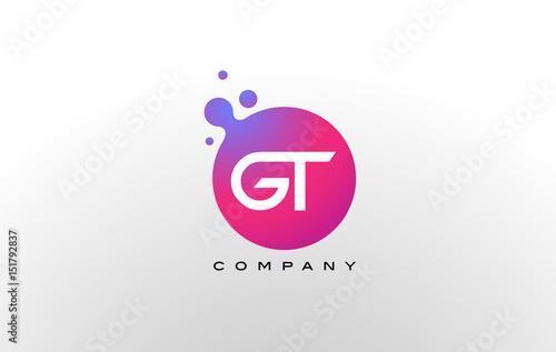 GT Letter Dots Logo Design with Creative Trendy Bubbles.