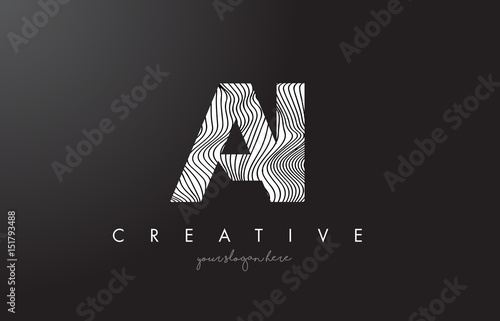 AI A I Letter Logo with Zebra Lines Texture Design Vector.