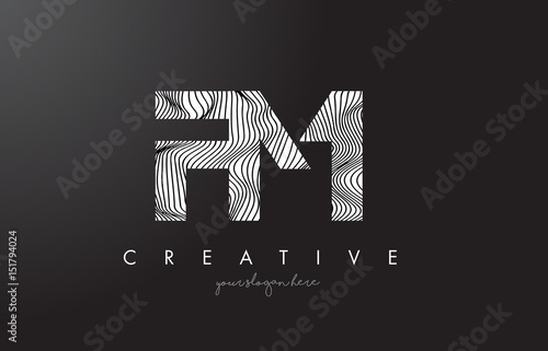 FM F M Letter Logo with Zebra Lines Texture Design Vector.