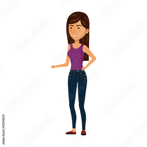 beautiful and young woman character vector illustration design