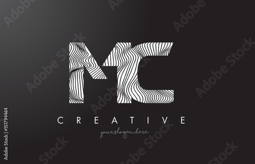 MC M C Letter Logo with Zebra Lines Texture Design Vector.