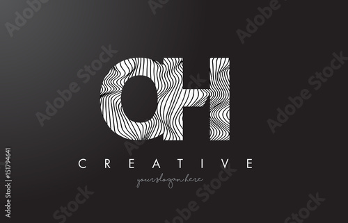 OH O H Letter Logo with Zebra Lines Texture Design Vector.