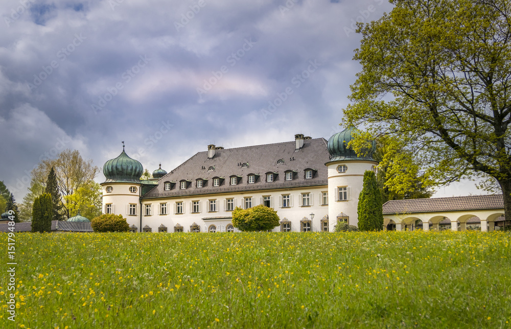 Castle and park Hoehenried near Bernried on Lake Starnberg, Bavaria, Upper Bavaria, Germany