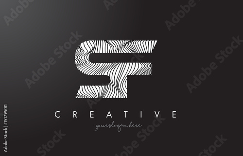 SF S F Letter Logo with Zebra Lines Texture Design Vector.