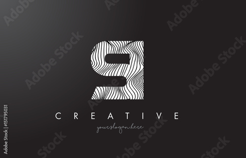 SI S I Letter Logo with Zebra Lines Texture Design Vector.