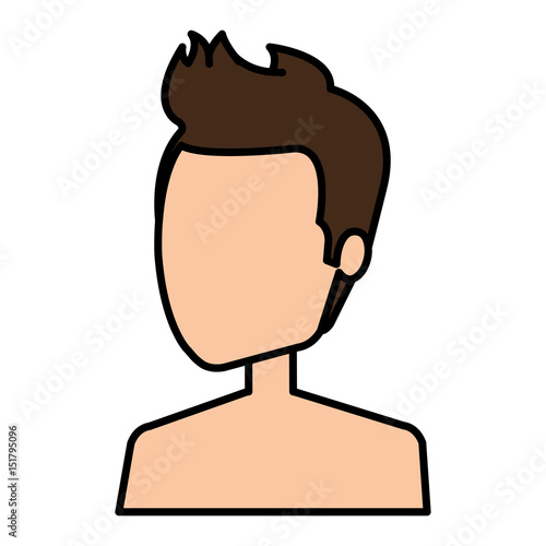 young man shirtless avatar character vector illustration design