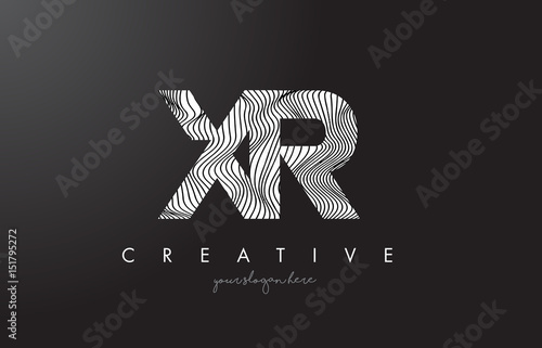 XR X R Letter Logo with Zebra Lines Texture Design Vector.