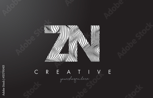 ZN Z N Letter Logo with Zebra Lines Texture Design Vector.