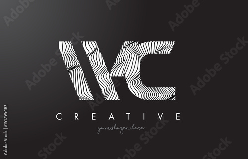 WC W C Letter Logo with Zebra Lines Texture Design Vector.