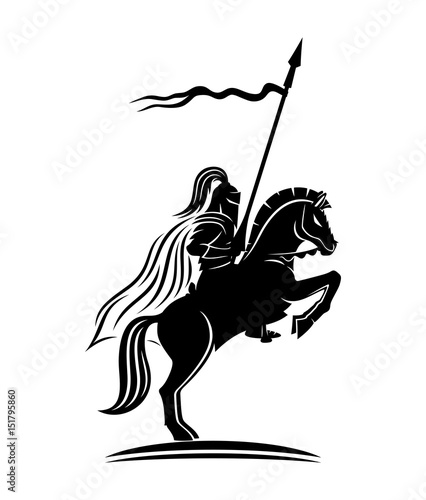 A knight on a horse.
