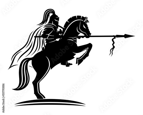 A knight on a horse.