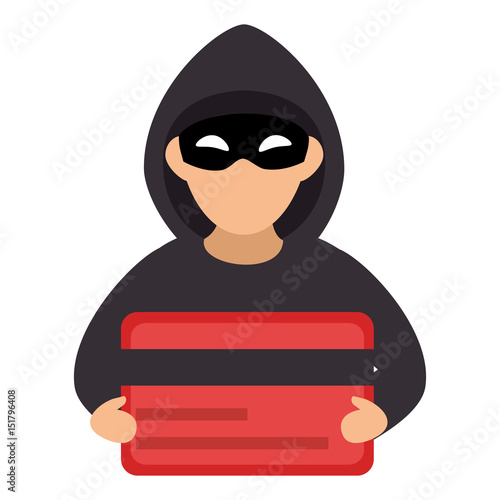 Hacker with credit card avatar character vector illustration design