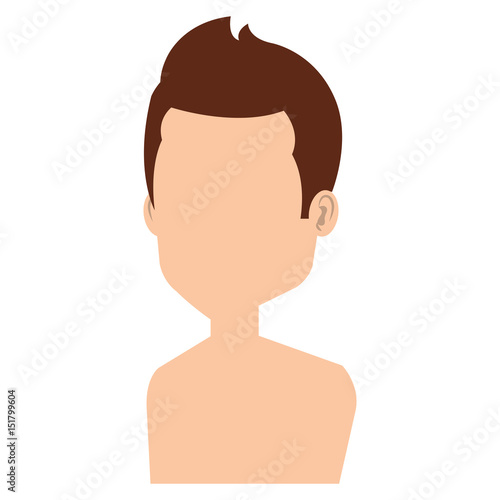 young man shirtless avatar character vector illustration design