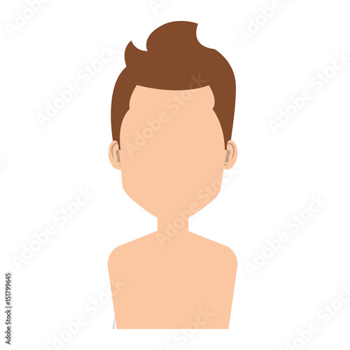 young man shirtless avatar character vector illustration design