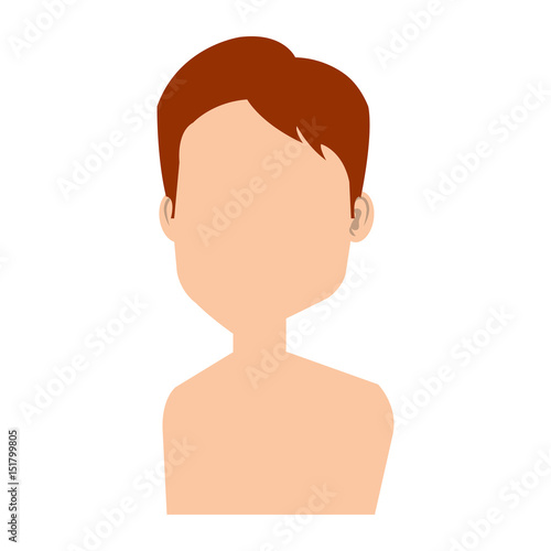 young man shirtless avatar character vector illustration design