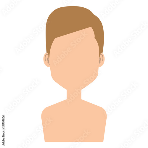young man shirtless avatar character vector illustration design