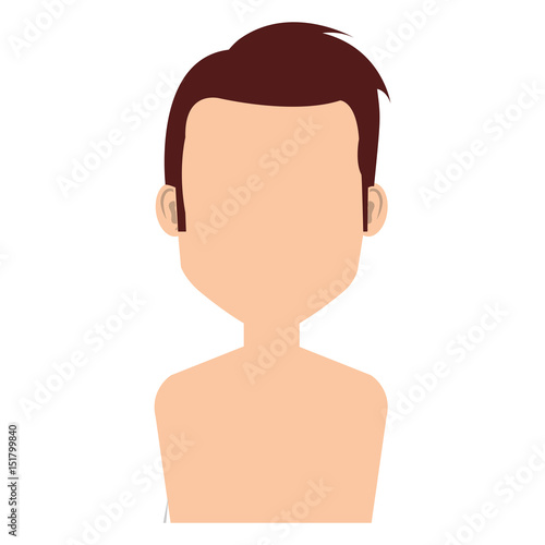 young man shirtless avatar character vector illustration design