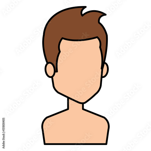 young man shirtless avatar character vector illustration design